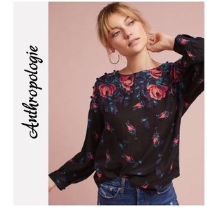 Anthropologie Maeve Gardenia Boat Neck Top